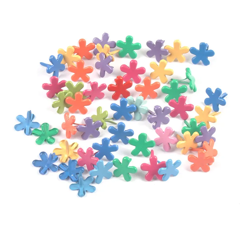 

50pcs Mixed Colorful Flower Brads for DIY Scrapbooking Embellishment Metal Crafts Brad Rivets Decor Accessories 12x14mm c2161