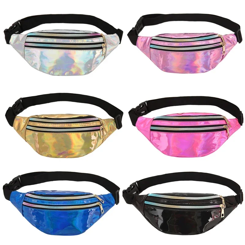 

Holographic Waist Bags Women Silver Fanny Pack Female Belt Bag Geometric Waist Packs Laser Chest Phone Pouch Crossbody