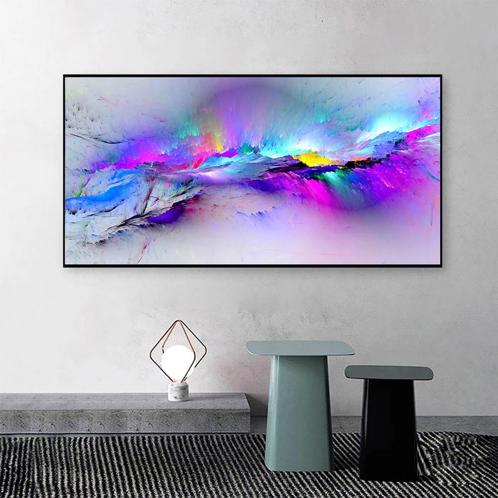 

Big Size Gold Colorful Light Abstract Cloud Canvas Painting Poster Print Wall Art Picture for Living Room Home Decor Unframe