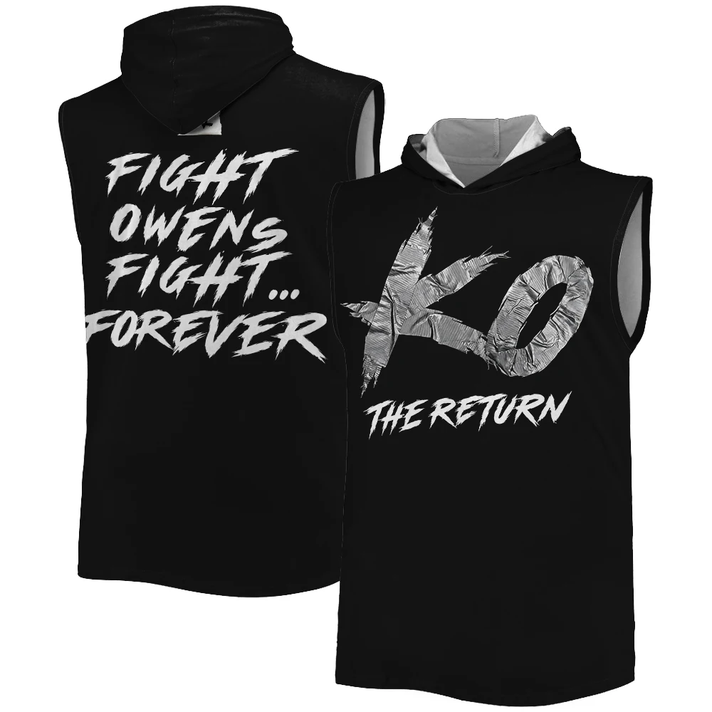 Фото Новинка 2026: Мужская спортивная майка-худи Kevin Owens KO The Return с капюшоном, быстросохнущая, дышащая, для молодежи, уличный стиль, без рукавов №1