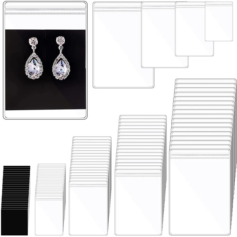

120Pcs Clear Plastic Jewelry Bags Anti Tarnish Strips Sets,20 Strip Tabs for Earring Rings Necklace Jewelry Storage