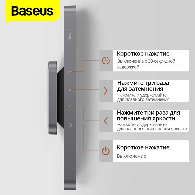 Baseus DGXC-C0G Магнитная настольная лампа перезаряжаемый светодиодный ночник