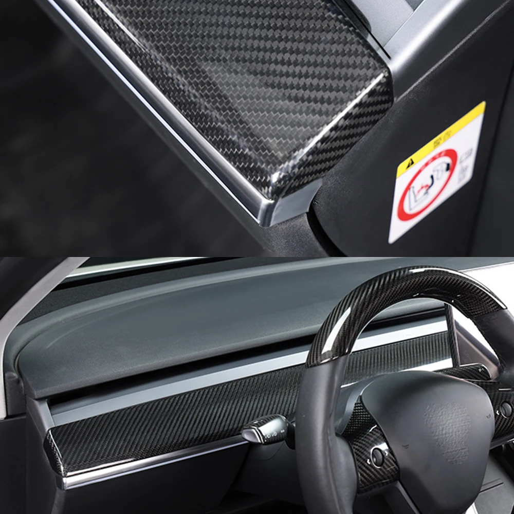 

Отделка для приборной панели из настоящего углеродного волокна, полоса для Tesla Model 3, модель Y 2017-2022, 2021 дюйма, декоративная Обложка для центральной консоли