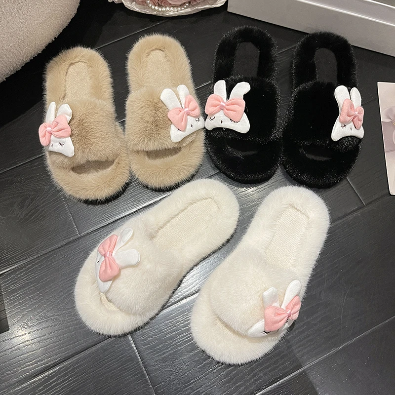 Домашние тапочки женская обувь для девочек роскошные шлепанцы меховые с
