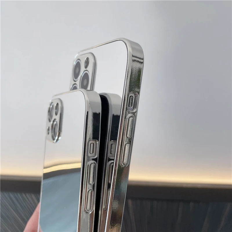 Electroplated Mirror Phone Case For Iphone 14 11 12 13 Pro Max Full Cover Solid Color For Iphone X Xs Xr 7 8 Plus Anti-Drop Case