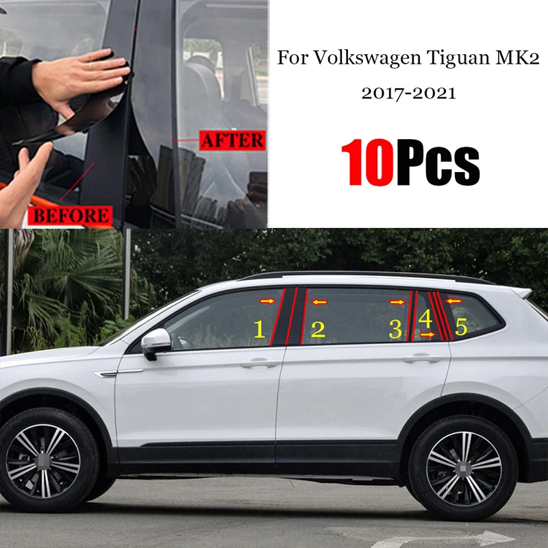 

For Volkswagen VW Tiguan MK2 2017-2021 Car B C Pillar Middle Central Column PC Window Trim Decoration Protection Stickers