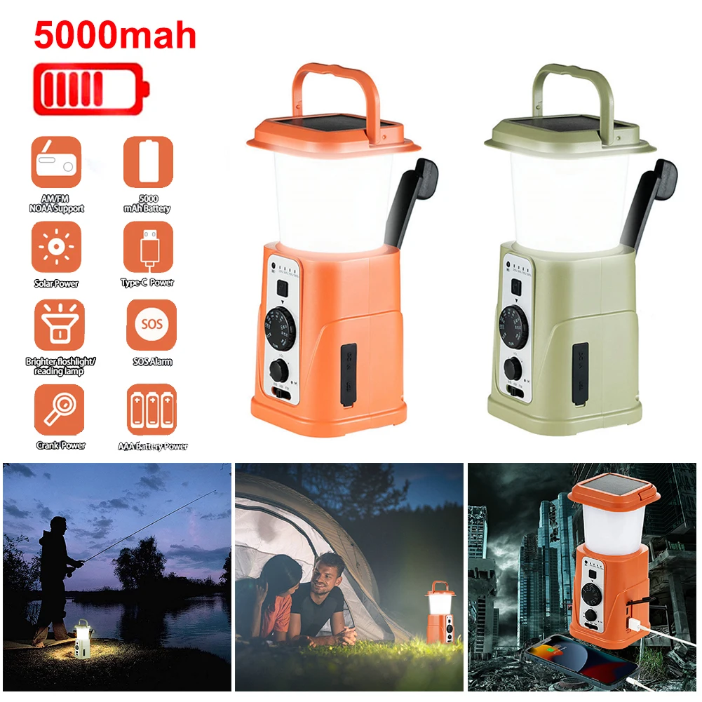 

Dynamo LED Light Waterproof Dynamo Lantern 3 Lighting Modes USB Solar Charging Emergency for Outdoor Camping for Hunting Hiking