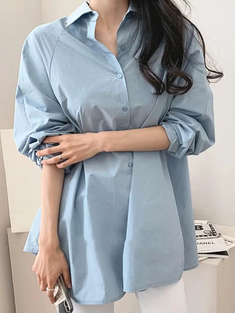

ZANZEA 2023 Spring Lapel Neck Long Sleeve Shirt Stylish Women Office Work Blouse Casual Loose Solid Tops Blusas Chemise Oversize