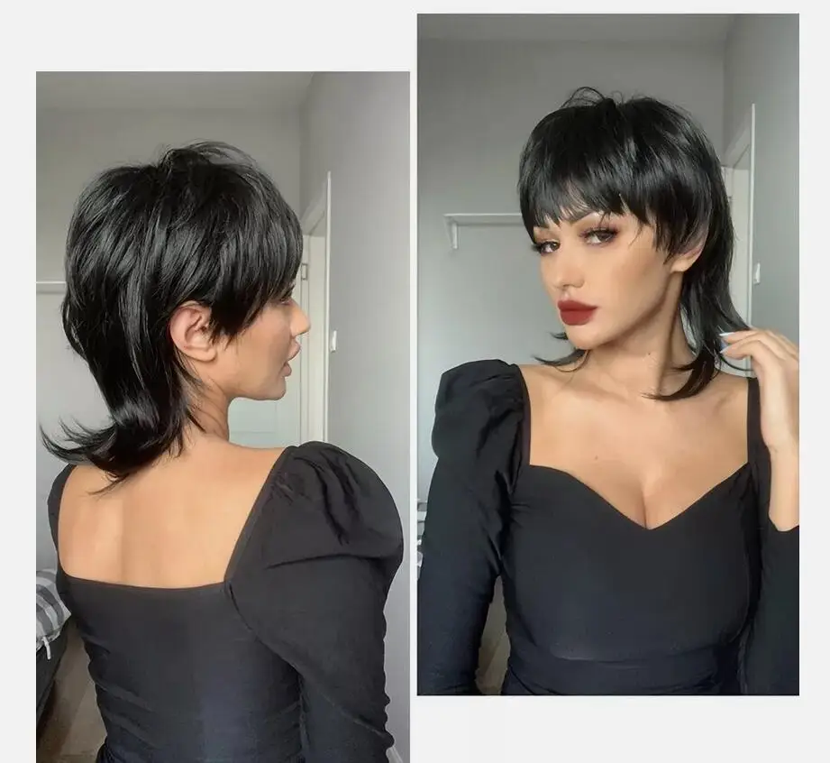 Короткий волнистый парик с челкой синтетические натуральные искусственные