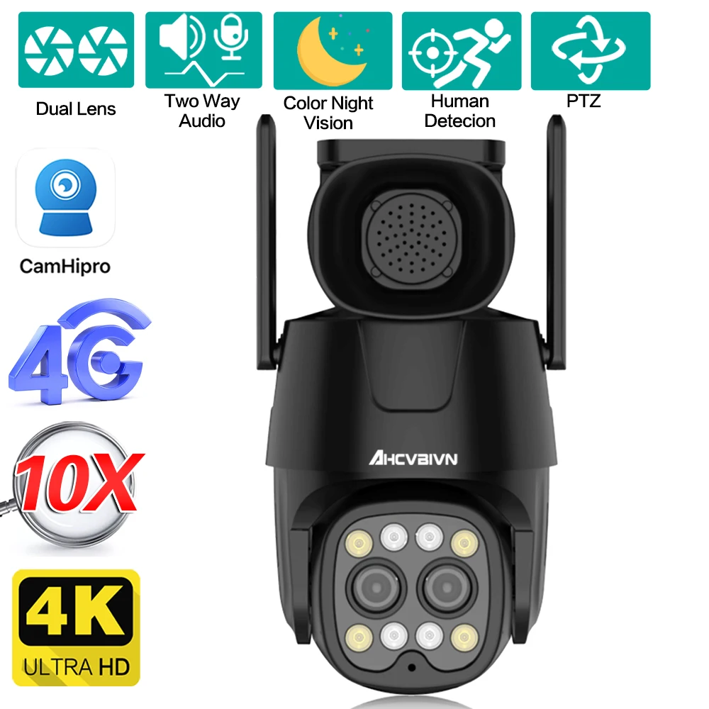 

Камера с двойным объективом 3,6 мм-8 мм, 4G, SIM, Wi-Fi