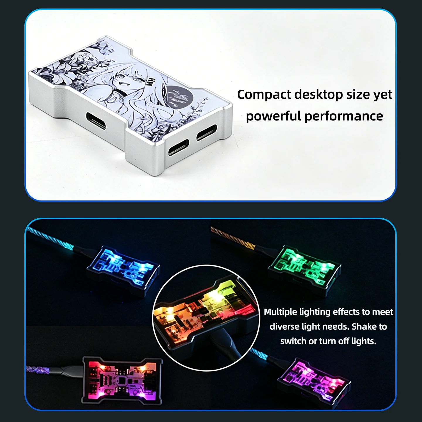 HMLAB Hub-Little Gaming True 8K 2-3-портовый док-станция-концентратор USB с архитектурой MTT, корпус из алюминиевого сплава с ЧПУ и RGB-подсветкой (art.: 3920dbbfb449b) - 3920dbbfb449b