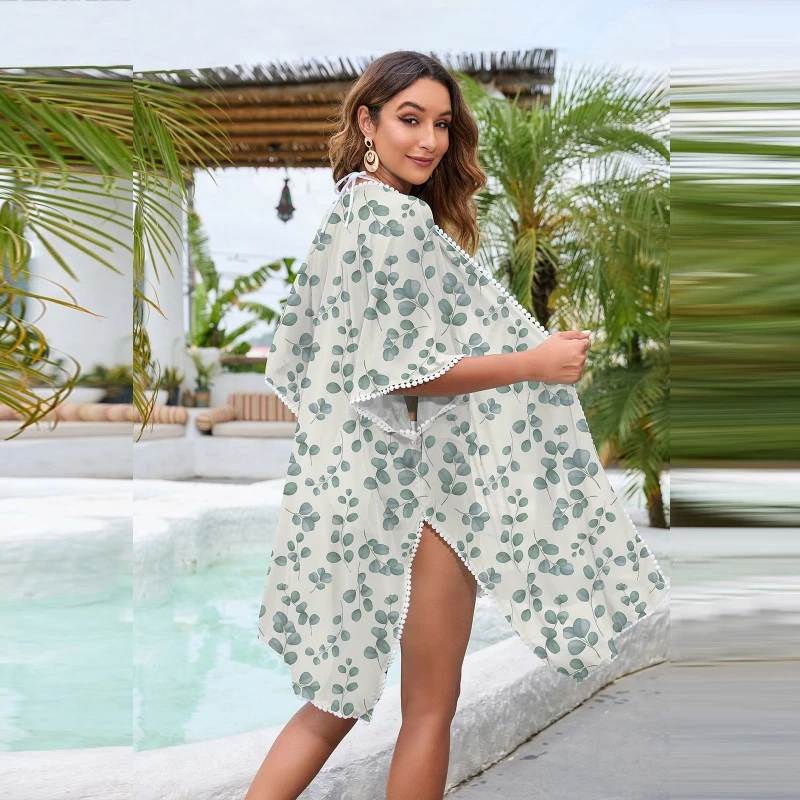 

Женское однотонное шифоновое кимоно, кардиган, накидка с рукавом до локтя, прозрачная летняя пляжная одежда, купальник для бикини