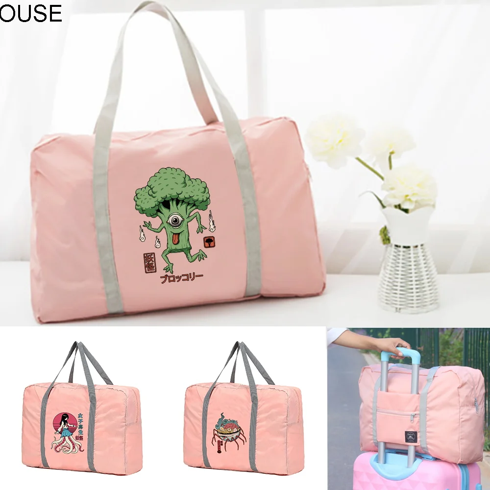 

Large capacity foldable travel bag clothing manager Unisex women's luggage sorting cute monster printed sports bag