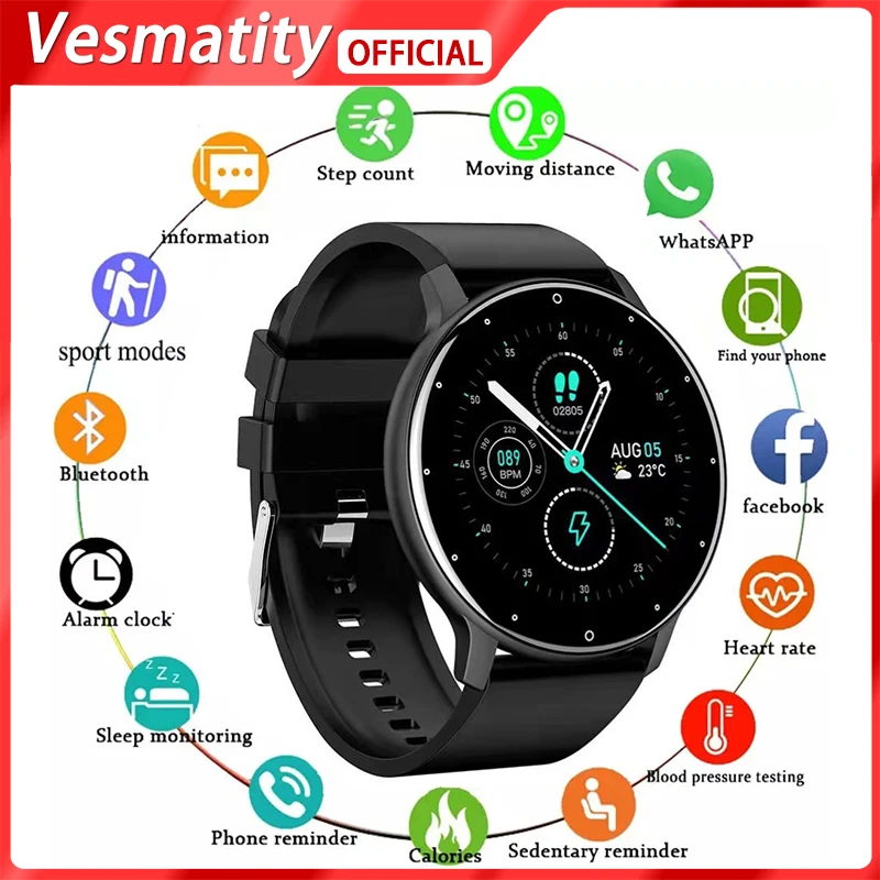 

ZL02D Smart Watch Round Screen Weather Forecast Heart Rate Sports Fitness Watch For Blood Pressure Message Reminder Smart Watch