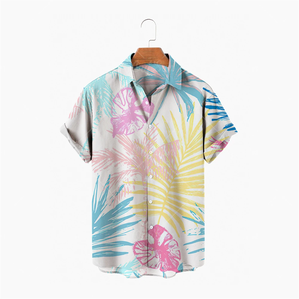 

Мужская рубашка с коротким рукавом, белая гавайская рубашка с цветочным принтом, для выпускного вечера, 2022