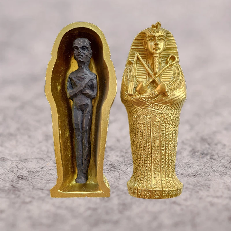 Golden Ancient Egyptian Black Mummy Figurine W/ Coffin Home Decor Egyptian Egypt Figurine Statue Miniature Craft Collectibles