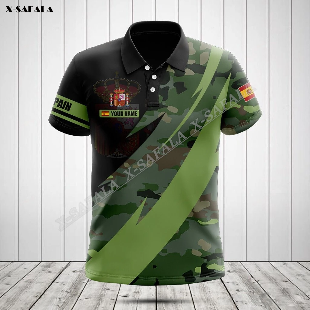 

Spain Camo Army Veteran Flag Fire 3D Print Men's Adult Polo Shirt Short Sleeve Top Tee High Quality Breathable Shrink-proof