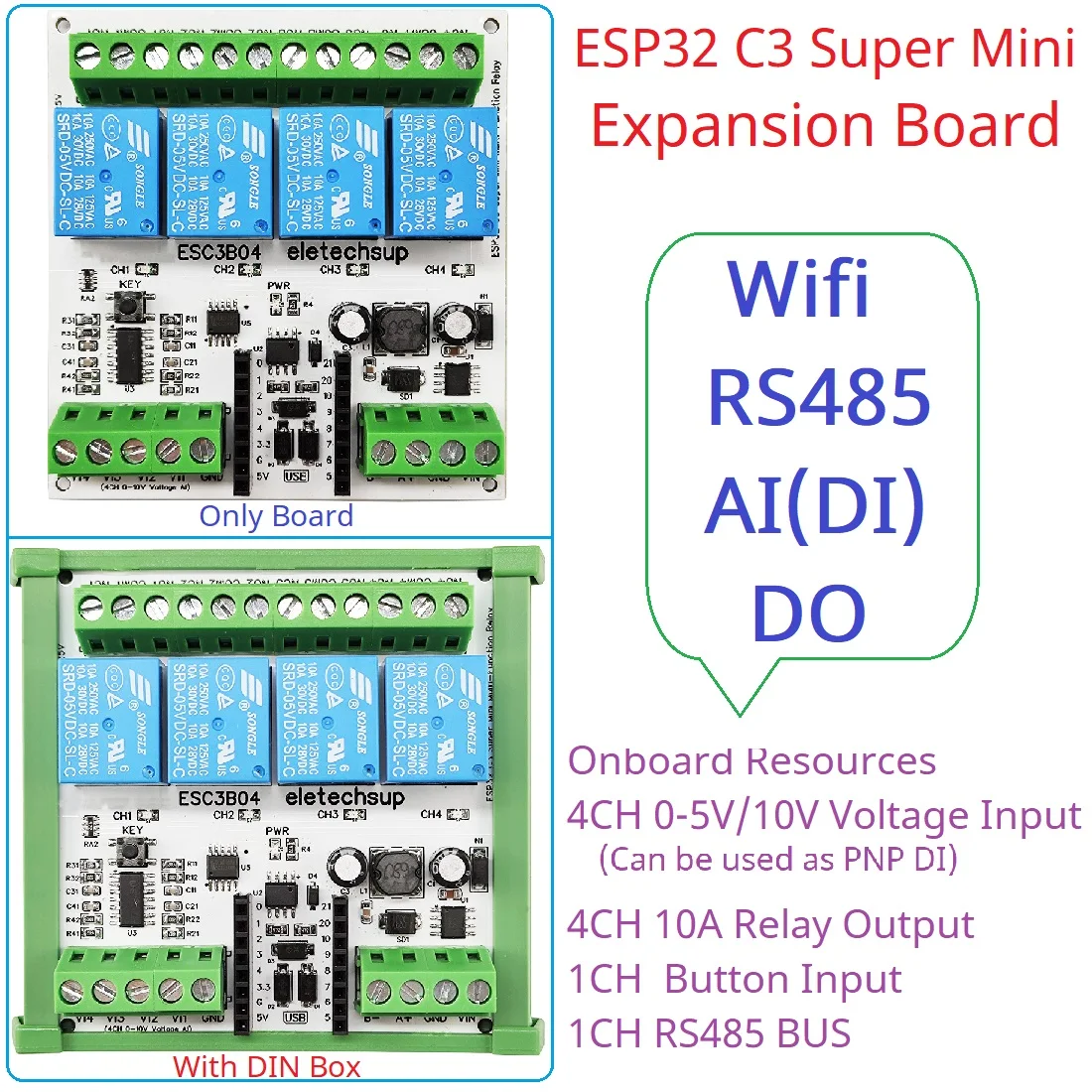 Аналоговый вход ESP32 C3 Super Mini RS485 Релейная плата расширения Умный дом IOT Простой ПЛК