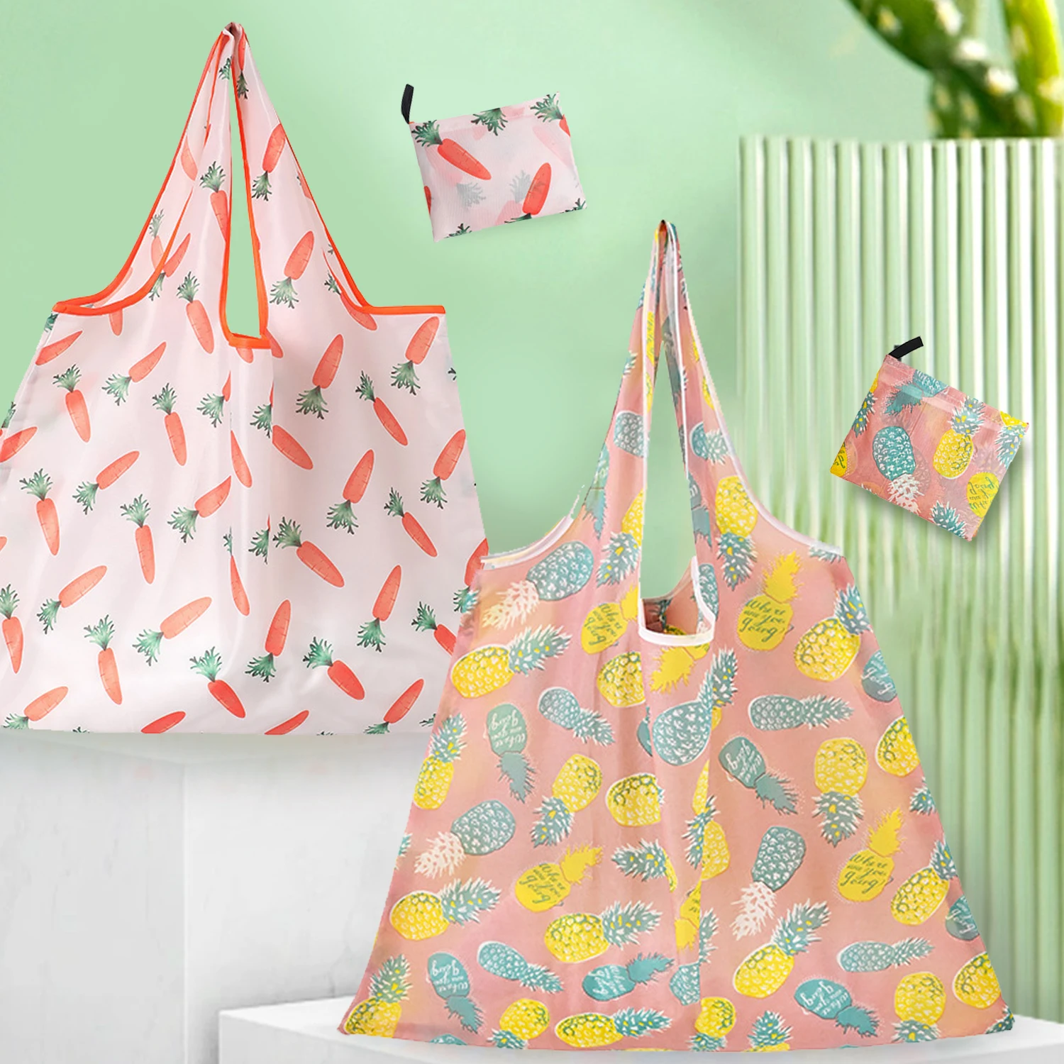 

Foldable Shopping Bag Reusable Travel Grocery Bag Eco-Friendly One Shoulder Handbag For Travel Cartoon Cactus Printing Tote Bags