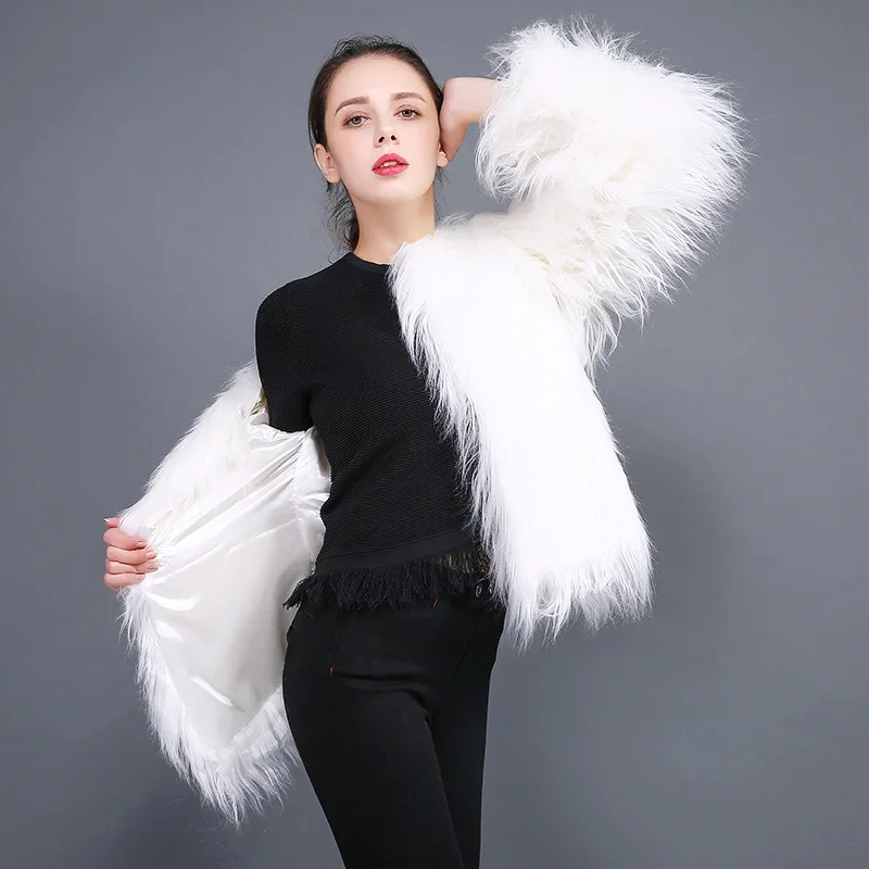 Fake Fur Lamb Hair Manufacturer Wholesale Short Fur Long Sleeve Multi Size Washed Faux Fur Women Coat Fleece