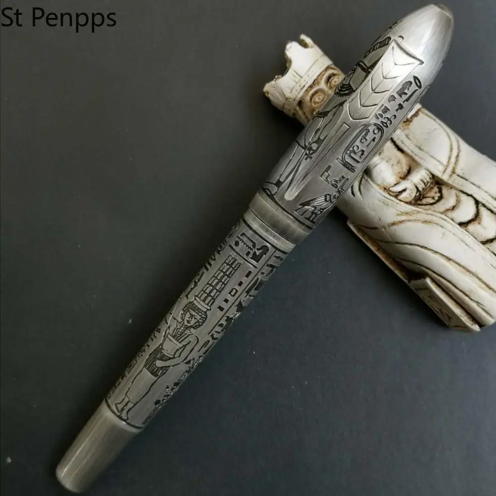 

Fuliwen Huge Size Fountain Pen Egypt Mars Brass Ink Pen Medium #6 NIb Converter Filler Stationery Office school supplies Writing