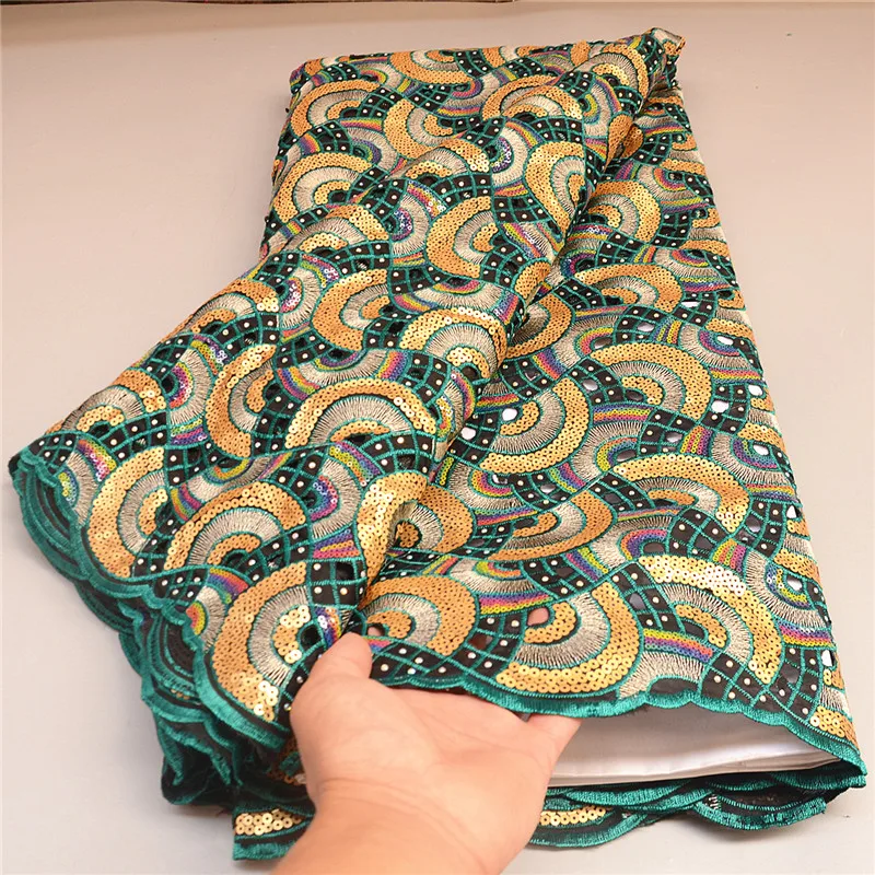 

5 Yard Newest Hot Selling French Lace with Sequins High Quality African Tulle Cord Lace Net Embroidered Lace Fabric 3L091004