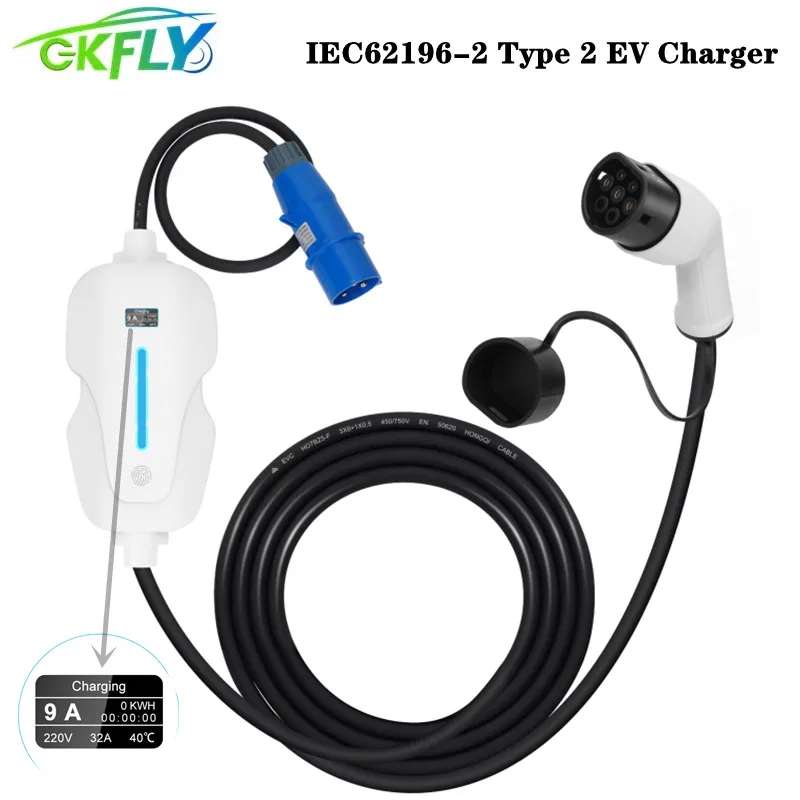 Портативное зарядное устройство для электромобилей GKFLY 7 кВт регулируемое 10 А/16