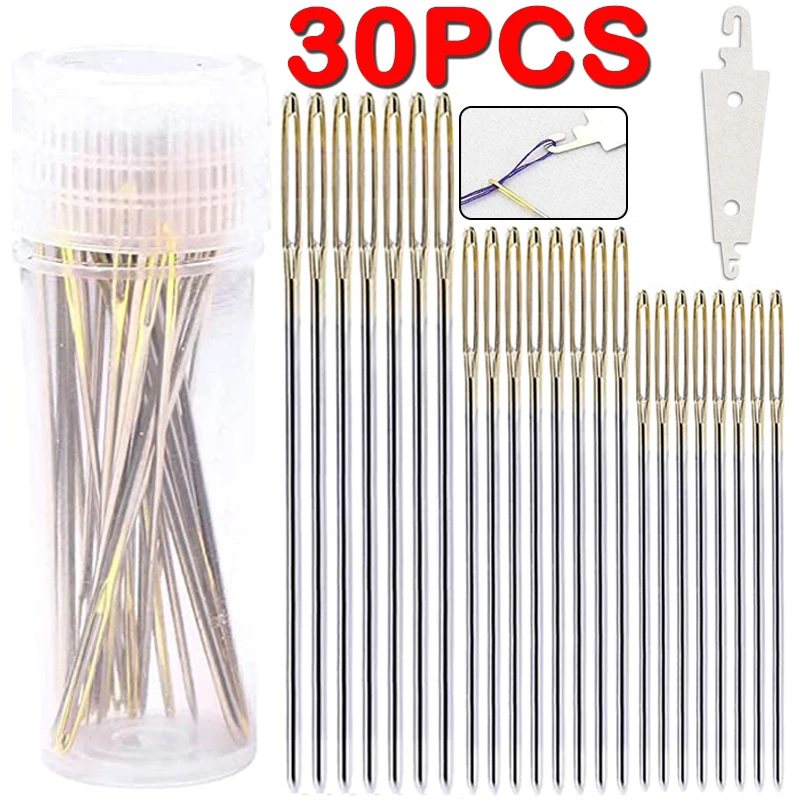 

30Pcs Cross Stitch Needle Gold Tail Needle Blunt Embroidery Needle Cross Stitch Needlework Tool Sewing Tools 3.35/3.7/4cm