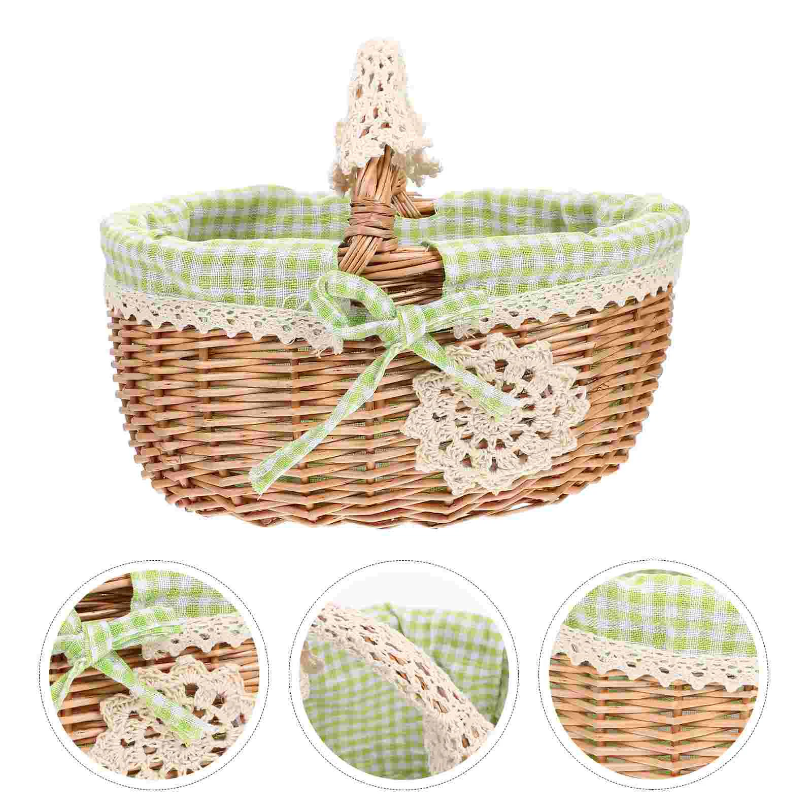 

Woven Flower Basket Picnic Basket Egg Storage Basket Portable Fruit Basket