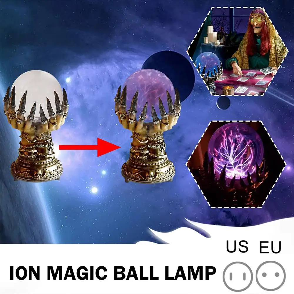 

Witch Crystal Ball Halloween Decor Glowing Crystal Ball Spooky Plasma Ball Deluxe Finger Ball Skull Magic Fortune Telling B Q4I7