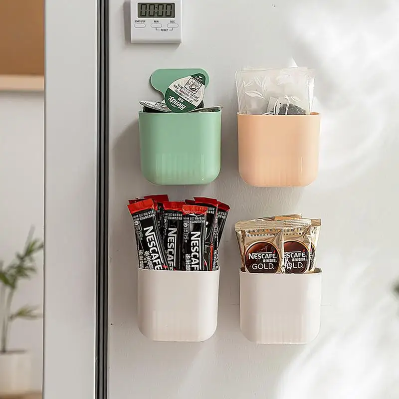 

Wall Mounted Storage Box Wall Shelf Adhesive Storage Case Side Of Fridge Organizer With Supporting Magnetic Sheet For Desk