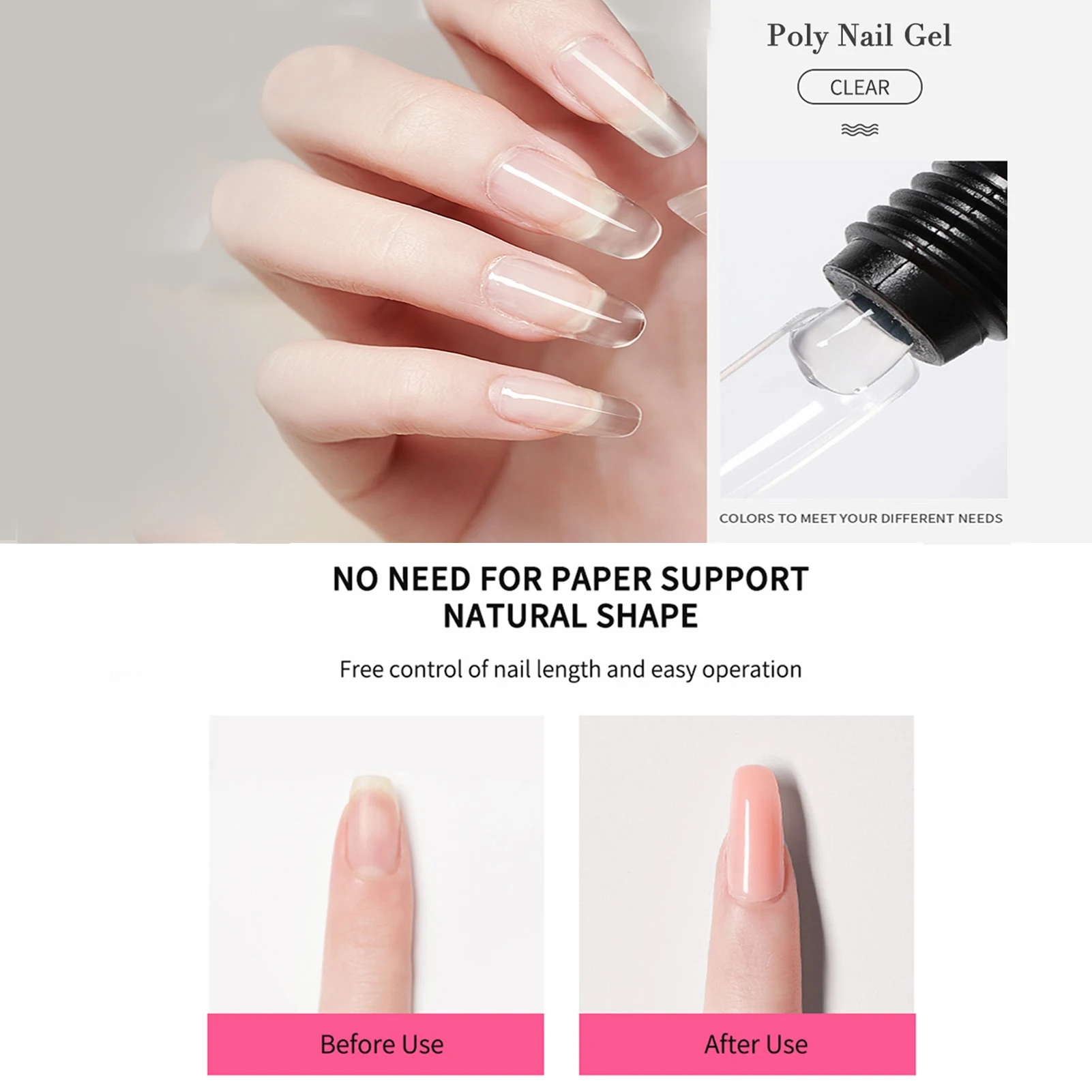 

Poly Nail Gel Kit Professional Acrylic Nail Powder French Nail Tips Acrylic Builder-Gel For Starter Or Professional Poly Nail