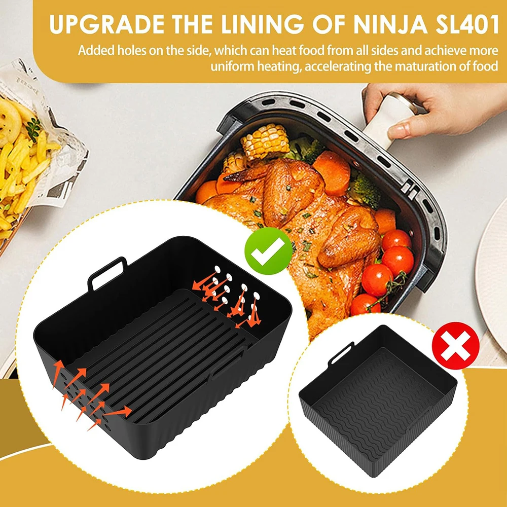 Силиконовая фритюрница для Ninja SL401 2 шт. двойная корзина XL многоразовые подкладки