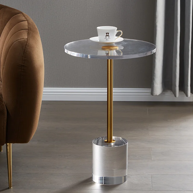 

Акриловый кофейный столик на колесиках, диван, боковой круглый стол, минимализм, боковая тумбочка, мебель для гостиной LQQ39YH