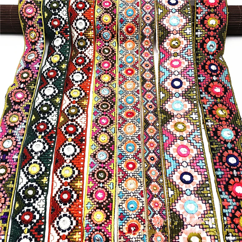 

2.5 - 5.6 Cm Wide Color Retro Ethnic Style Lens Embroidery Lace Barcode Clothing Accessories Luggage Jacquard Webbing