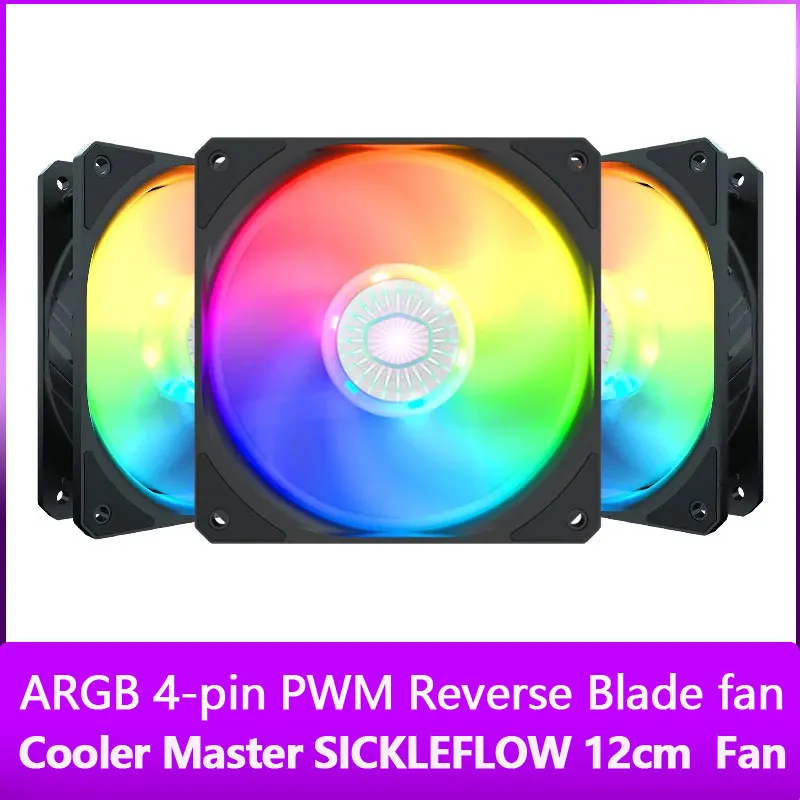 

Cooler Master SICKLEFLOW 12cm ARGB 5V 4 pin Addressable RGB SYNC PWM Quiet CPU Cooler Fan 120mm Computer Case Reverse Blade Fans