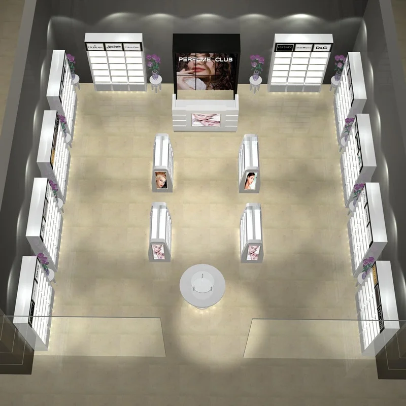 На заказ акриловый выставочный стенд для косметики современный магазин фитинг