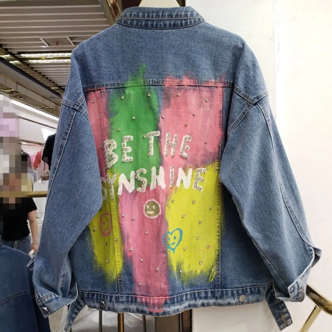 

Женская джинсовая куртка с отложным воротником, осенняя