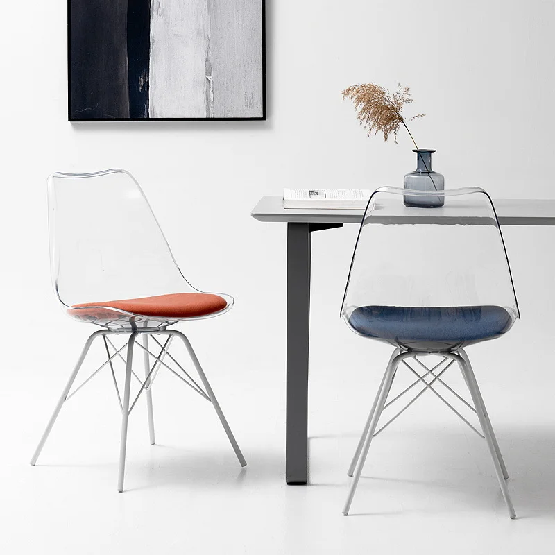 

Nordic Transparent Dining Chairs Home Furniture Modern Minimalist Plastic Stool Cafe With Backrest Balcony Leisure Waiting Chair