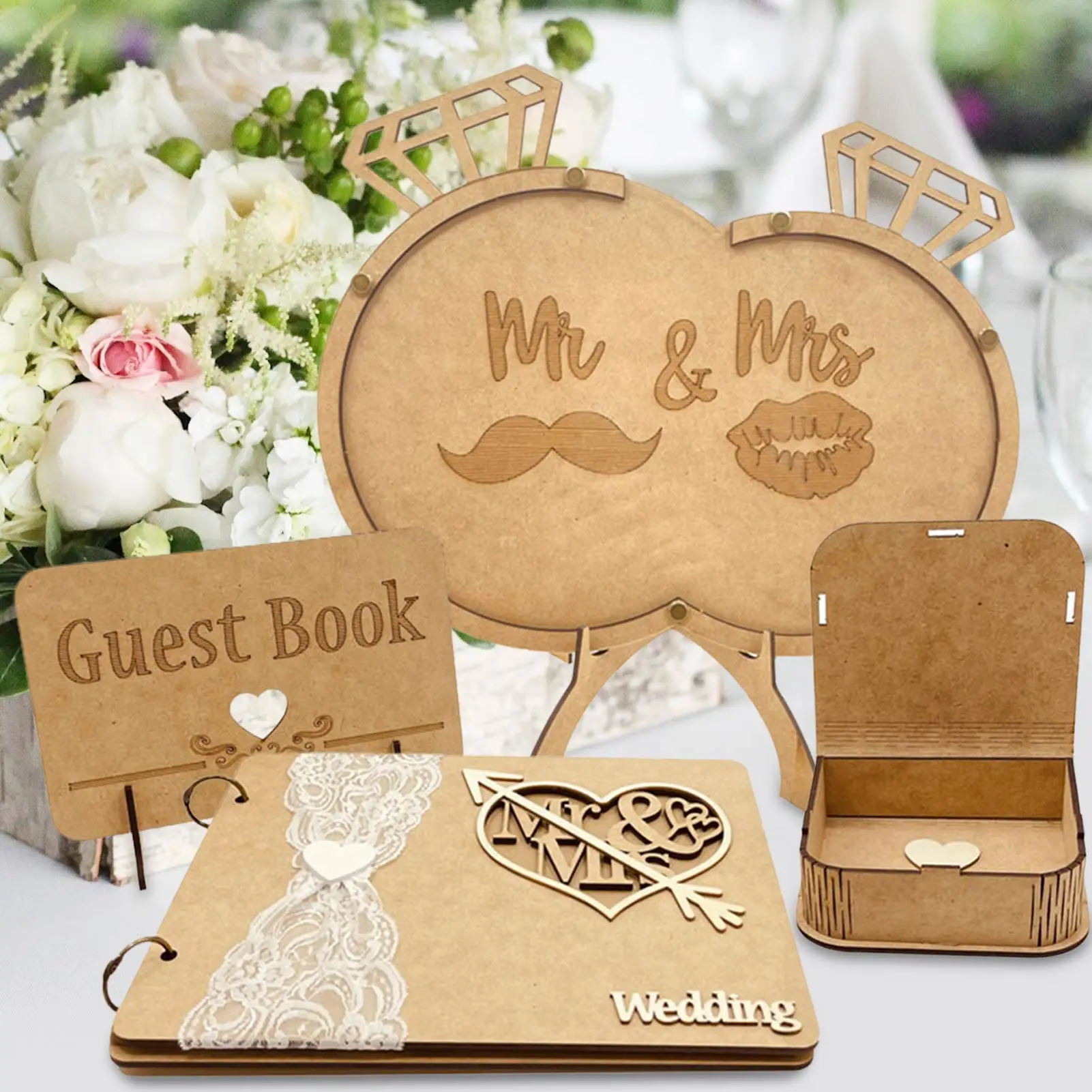 

Wood Wedding Guest Book Personalized Rustic Engraved Sign-In Book Bride And Groom Guest Registry Guestbook Weddings Gatherings