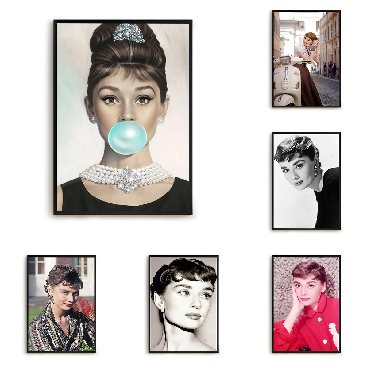 

Picture on the Wall Decor Classical Audrey Hepburn Decor for Room Decorative Prints Wall Painting Bedroom Decoration Poster Art