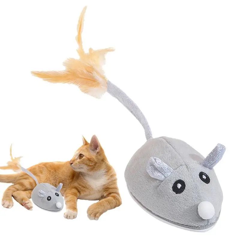 

Moving Cat Mouse Toys Automatic Robotic Mice Toy With Plume Wand USB Rechargeable Cat Toys Electronic Electric Ball Toy For