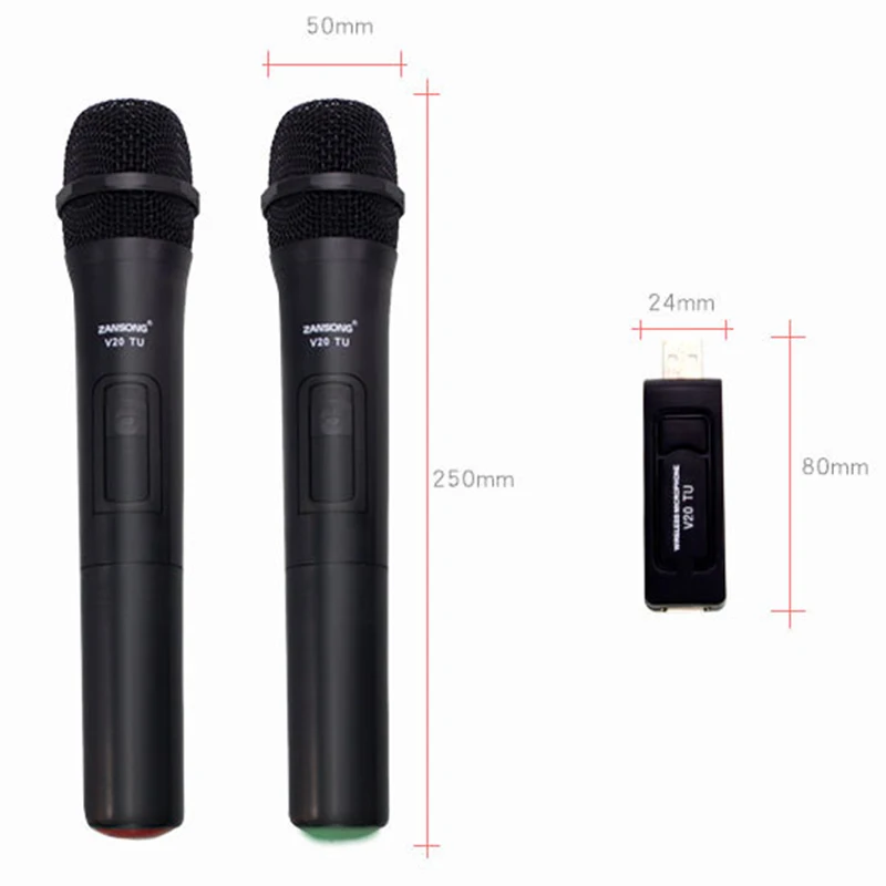 

Беспроводной микрофон Zansong Uhf Usb 3,5 мм, Мегафон, ручной микрофон с приемником для караоке, речи, динамик V20