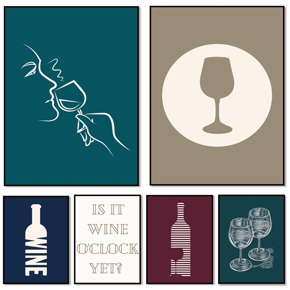 Выкройка вина искусство тонкой линии бокал для минималистское сканди постер