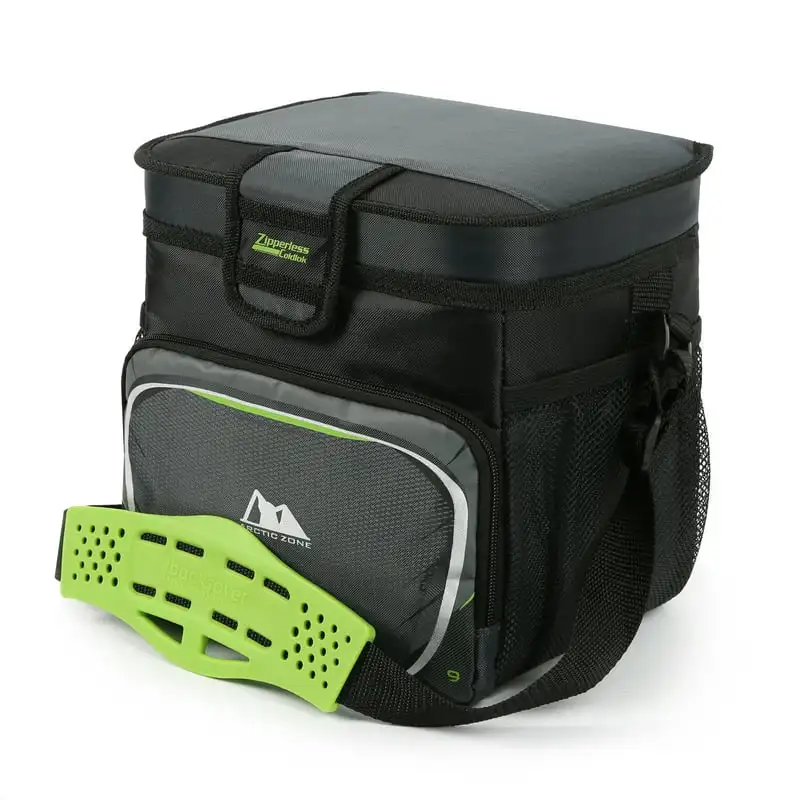 

Can Zipperless Soft Sided Cooler with Hard Liner, Grey and Green