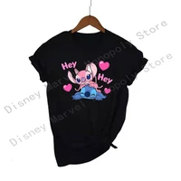 2022 summer mens ladies casual loose cotton soft short sleeve t shirt printed disney anime stitch kawaii men and women couples