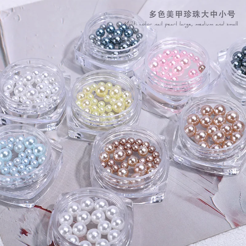 

Simple Small Fresh Color Highlighting Nail Pearl White Pink Yellow Champagne Blue Diy Phone Case Card Making Nail Accessories