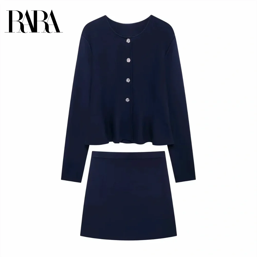 2024 RARA новая женская трикотажная короткая юбка с длинными рукавами и круглым