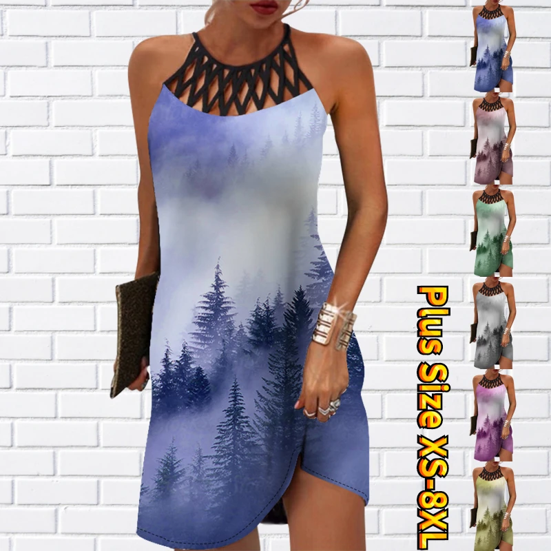 

Женская винтажная Юбка До Колена, элегантная юбка с круглым вырезом без рукавов, облегающая юбка с принтом, Новинка лета 2023