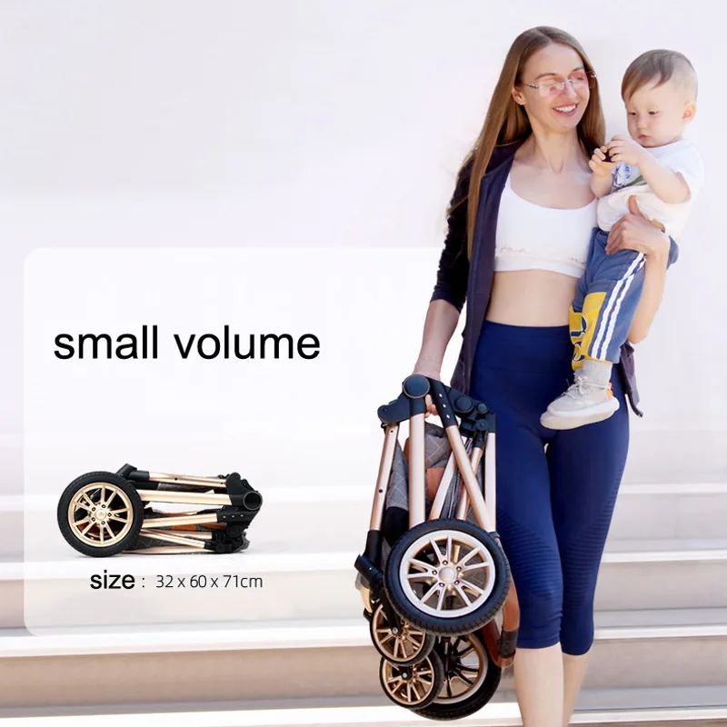 2023 Luxury Baby Stroller 3 in 1 with Car Seat Portable Reversible High Landscape Baby Stroller Hot Mom Stroller Travel Pram enlarge